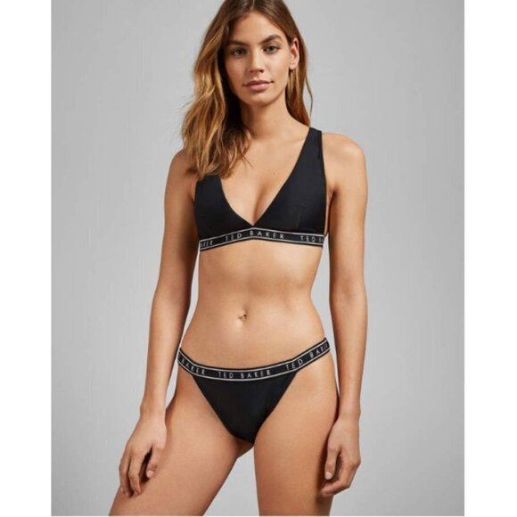 💕TED BAKER LONDON💕 Reetta Logo Bikini Bottoms Black TB4 US 10 NWT - Picture 4 of 16